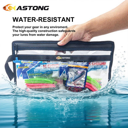 KASTONG 2 Layer Water-resistant Fishing Bait PVC Clear Storage Bag BaitShield Tackle Bag Storage for Bait Tackle Lures Soft Plastics and Fishing Gear Large Capacity 2 Size (4Pcs Medium)