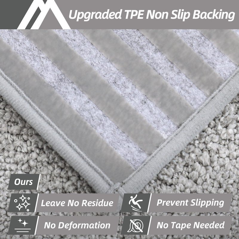 COSY HOMEER Edging Stair Treads Non-Slip Carpet Mat 28inX9in Indoor Stair Runners for Wooden Steps, Edging Stair Rugs for Kids and Dogs, 100% Polyester TPE Backing (10pc, Grey)