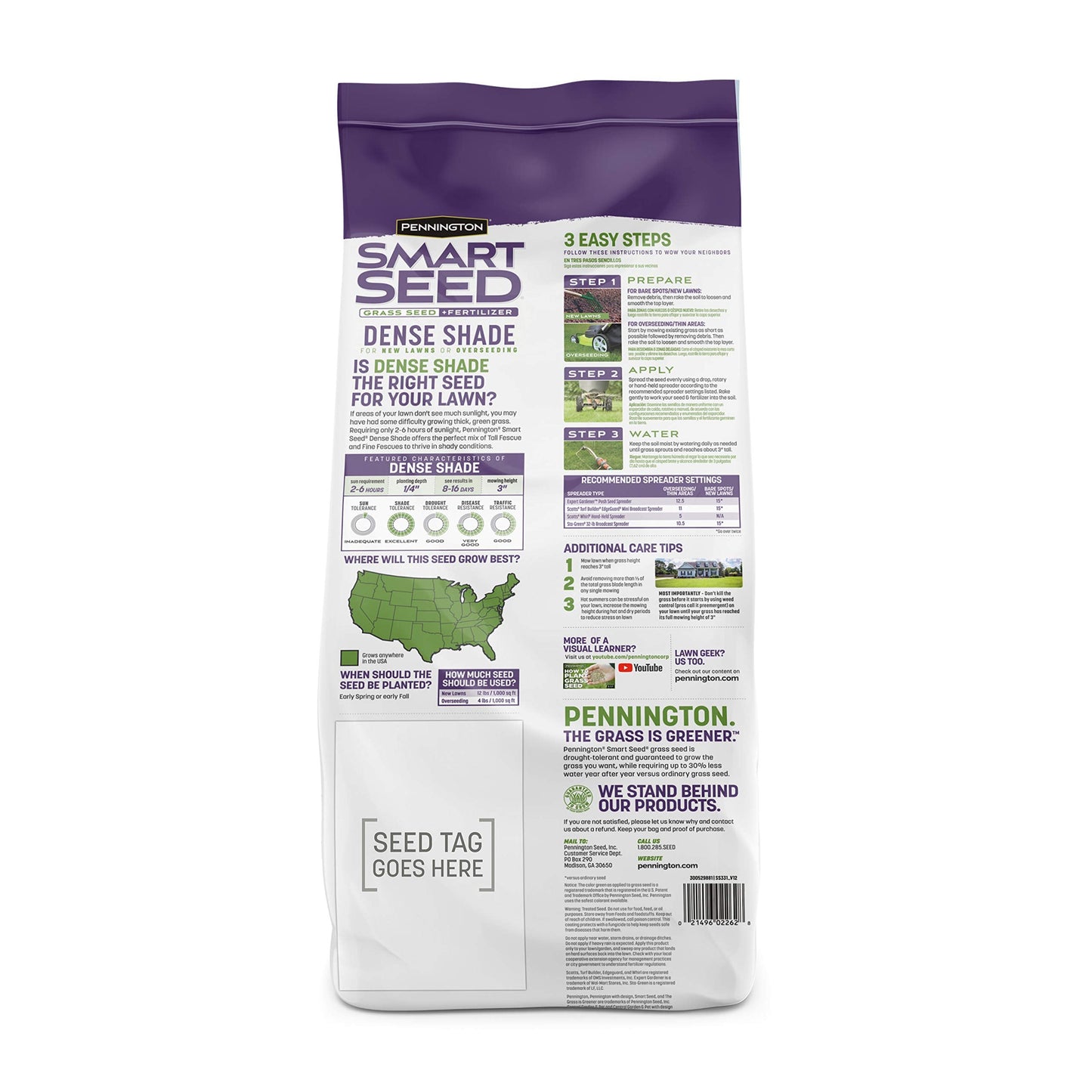 Pennington Smart Seed Dense Shade Mix, Grass Seeds for Lawn, 4/7 lb