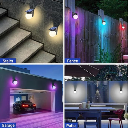 Solar Fence Lights 1 Pack, RGB Color Changing, 3 Lighting Modes, IP65 LED Waterproof Solar Lights for Outdoor Patio, Backyard, Deck, Fence, Railing – Color Glow & Durable