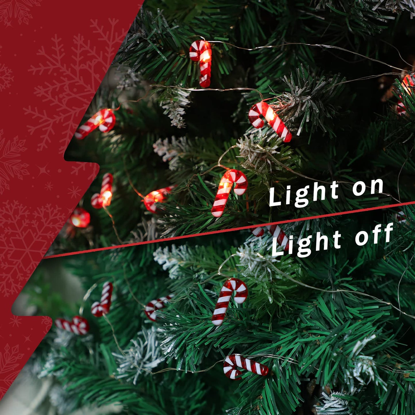 Impress Life Holiday Candy Cane String Lights, 10ft 20 LED 3D Plus Twinkle Lights, USB & Battery-Powered with 8 Flicker Modes Remote for Bedroom, Porch, Wedding, Birthday, St. Nikolas Day, Christmas
