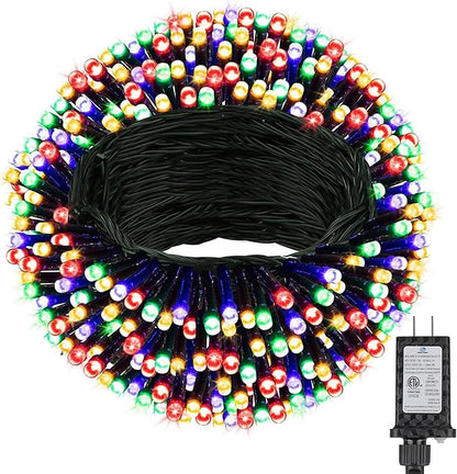 264ft 800 LED Christmas Tree String Lights Outdoor Fairy Lights Plug in, Expandable Green Wire Clear Bulbs Mini Lights 8 Modes, Xmas Wedding Party Decoration (Multicolor)