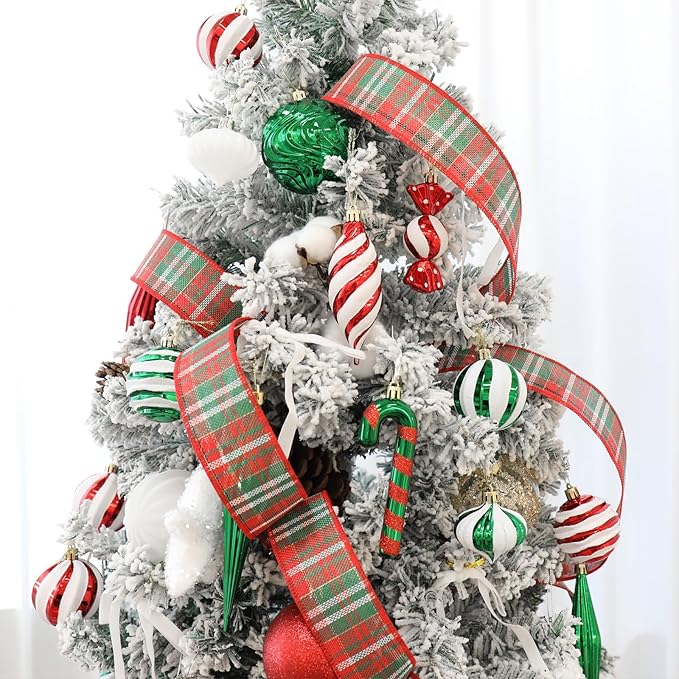 Christmas Ball Ornaments Set Shatterproof Christmas Tree Ornaments 24 PCS Painted Shaped Styles Xmas Tree for Holiday Decor,Red and Green