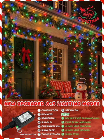 Upgraded 250 LED C6 Connectable Christmas String Lights Multicolor, 82FT Waterproof Christmas Twinkle Light Outdoor, Plug in Fairy Lights Indoor with 13 Modes & Timer for Christmas Tree Decorations