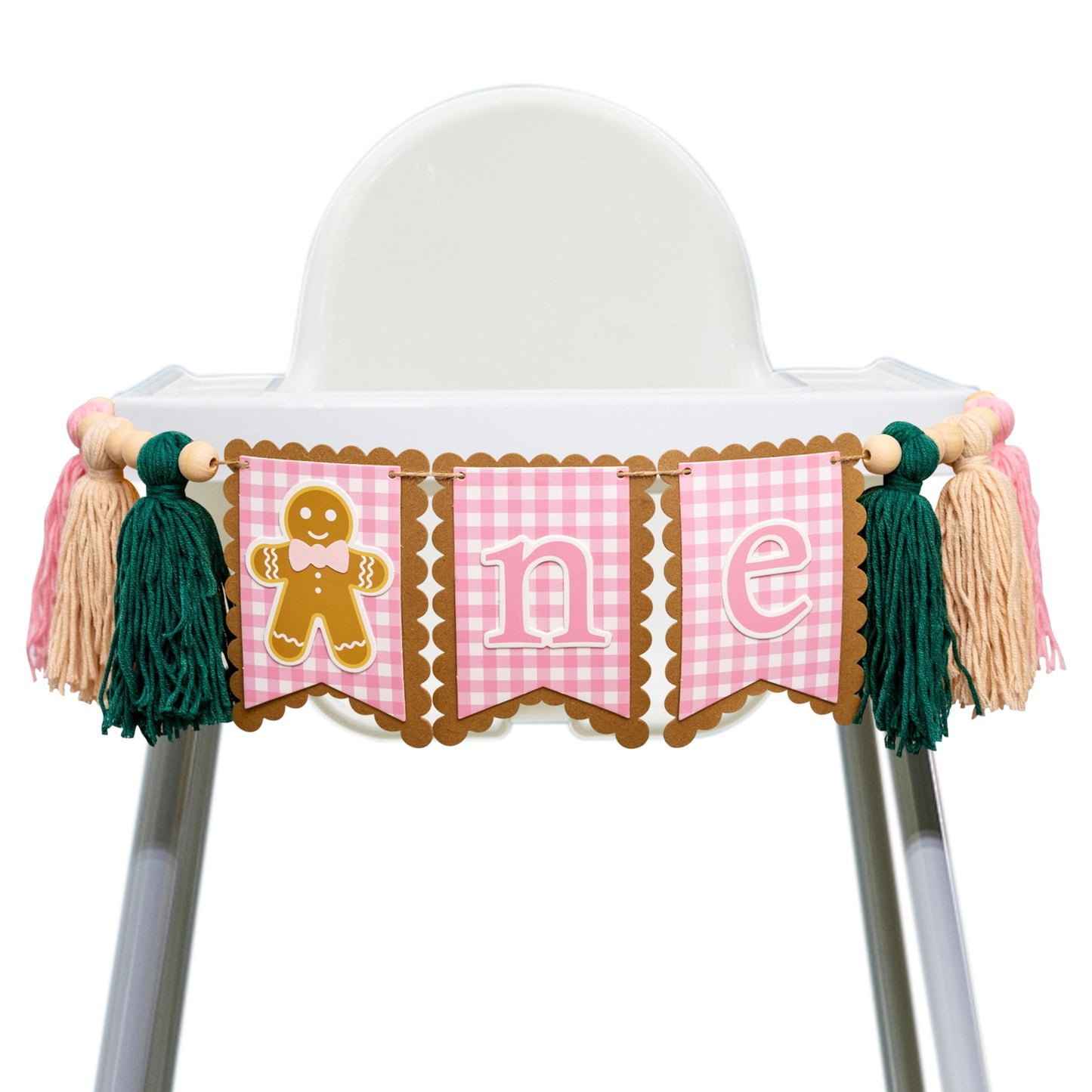 GIOGUK Christmas Gingerbread High Chair Banner - Merry Christmas First Birthday Party Decoration Supplies Banner, Xmas Gingerbread Theme High Chair Tassels Garland, Gingerbread Sign 1st Birthday Party Anniversary Photo Prop