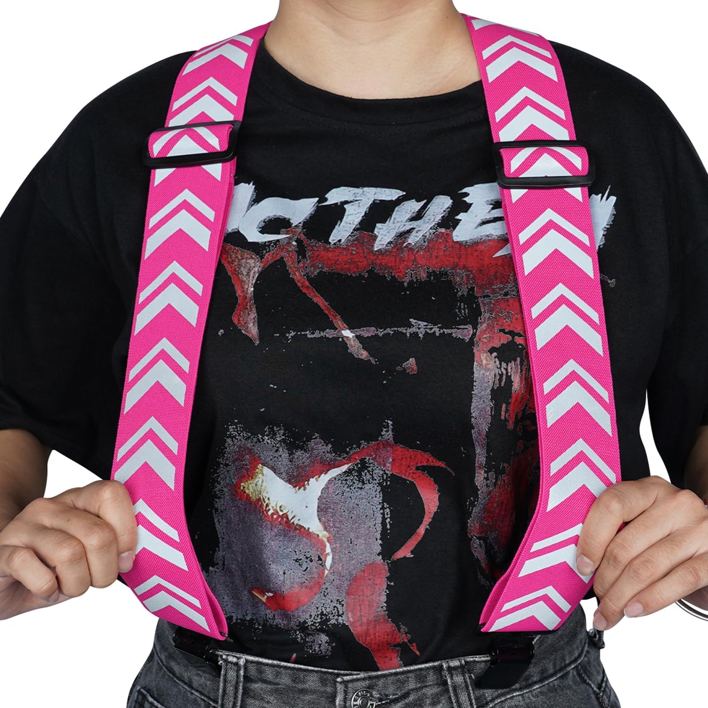 KUNN Safety Reflective Suspender Safety High Visibility Women Work Suspender,Pink
