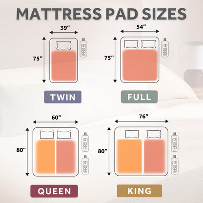 Sunbeam Electric Heated Mattress Pad Queen 80" x 60" 12 Heat Settings 12-Hour Auto Shut-Off Fast Heating Soft Cozy Fabric Deep Pocket Skirt Machine Washable
