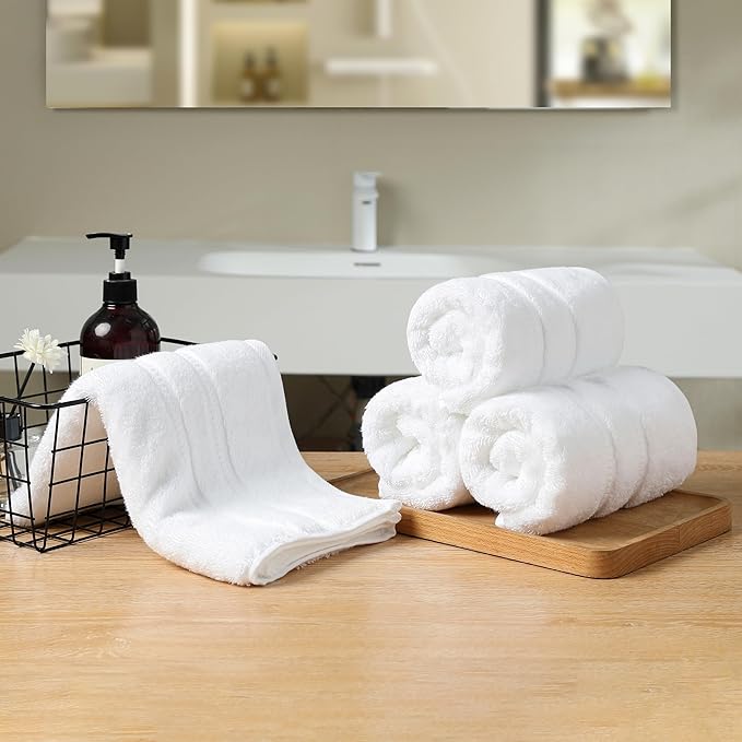 Simple&Opulence 4 Pcs Premium Hand Towels 16"x28", 600 GSM 100% Ring Spun Cotton