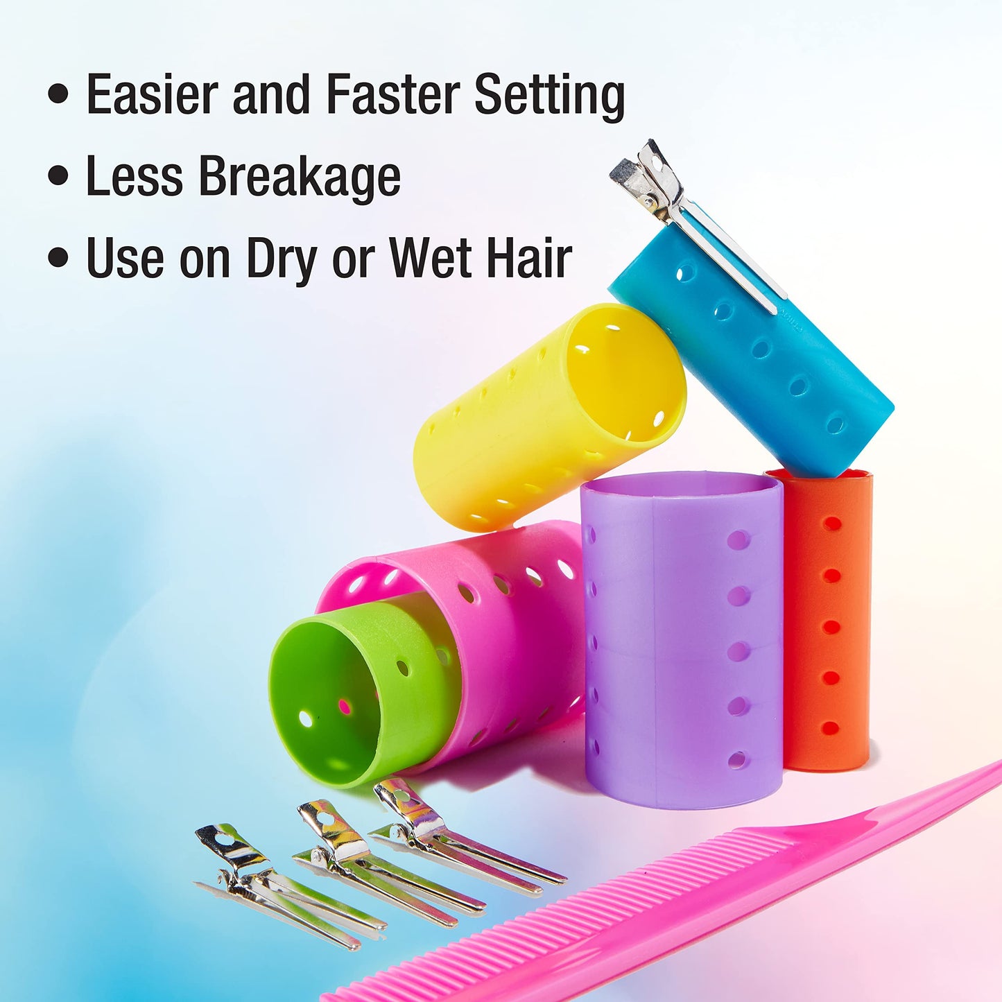 Conair Foam Hair Rollers - Heatless hair curlers - Foam Rollers - Heatless Hair rollers in Large - Pink - 9 Count w/storage case