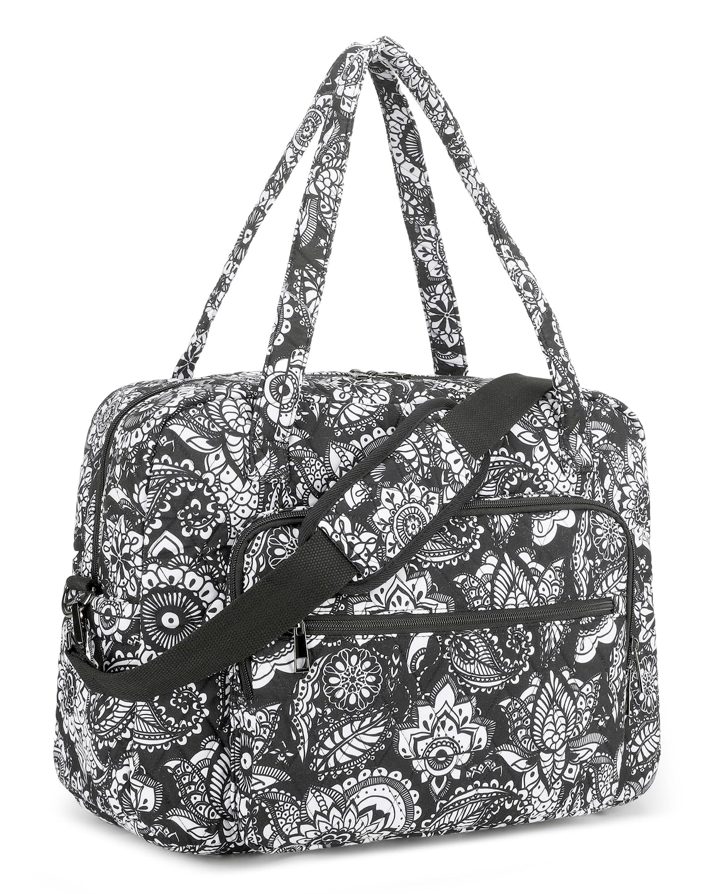 Searock Quilted Travel Duffle Bag, Weekender Overnight Bags for Women Travel, Carry On Duffel Bags for Airplanes Black