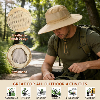 ZOORON Sun Hats for Men Women Fishing Hat with Neck Flap,UPF 50+ Sun Hat Waterproof Wide Brim Bucket Hats for Safari Hiking