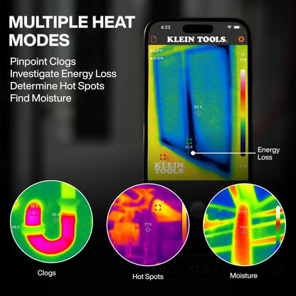 Klein Tools TI223 Mobile Thermal Imaging Camera, Thermal Imager for iOS and Android, 19,200 Pixels, Wide Temperature Range of -4 to 752-Degree Fahrenheit, Professional Infrared Camera