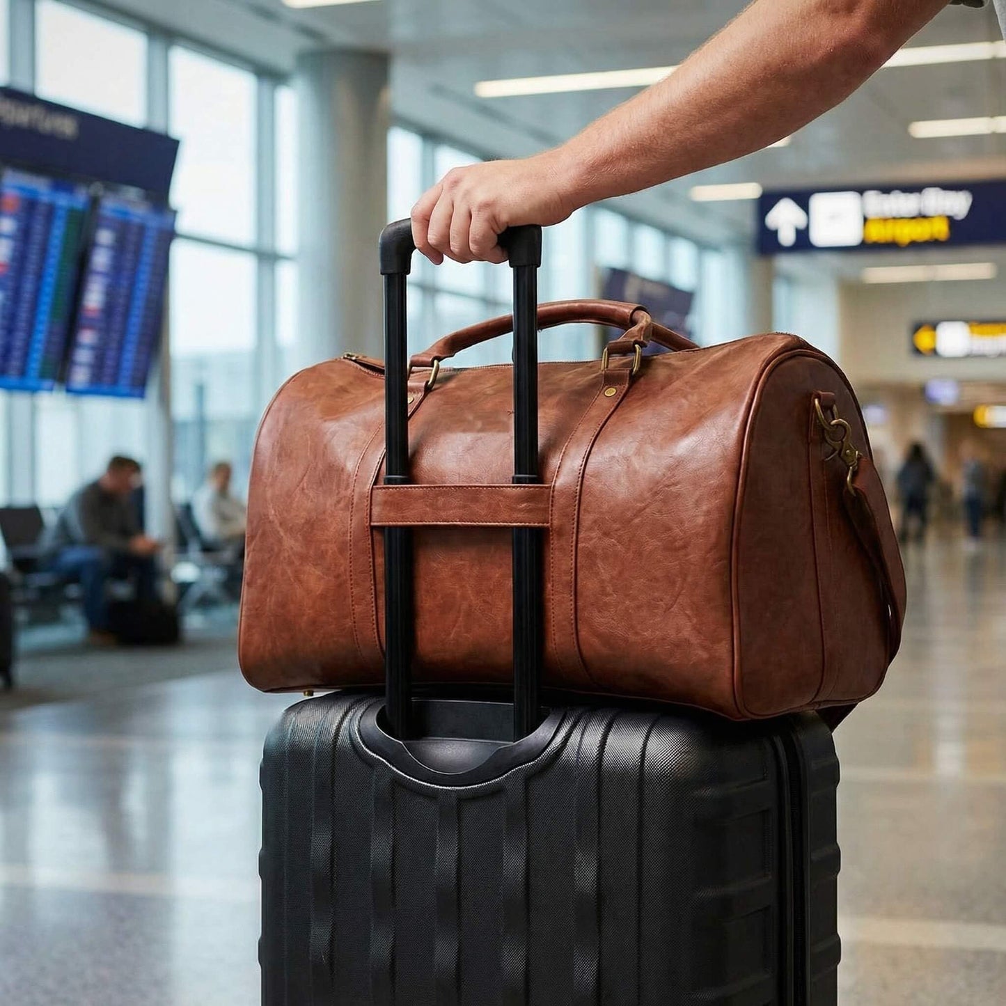 Embossed Travel Duffel Bag for Men - Weekender Bag with Monogram Options, Stylish and Durable Travel Bag for Overnight and Business Trips