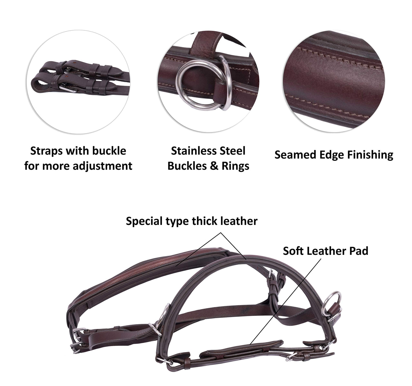 Hulara Wonder Care Genuine English Leather Crossover | Crossunder Bitless Horse Bridle Headstall with Reins