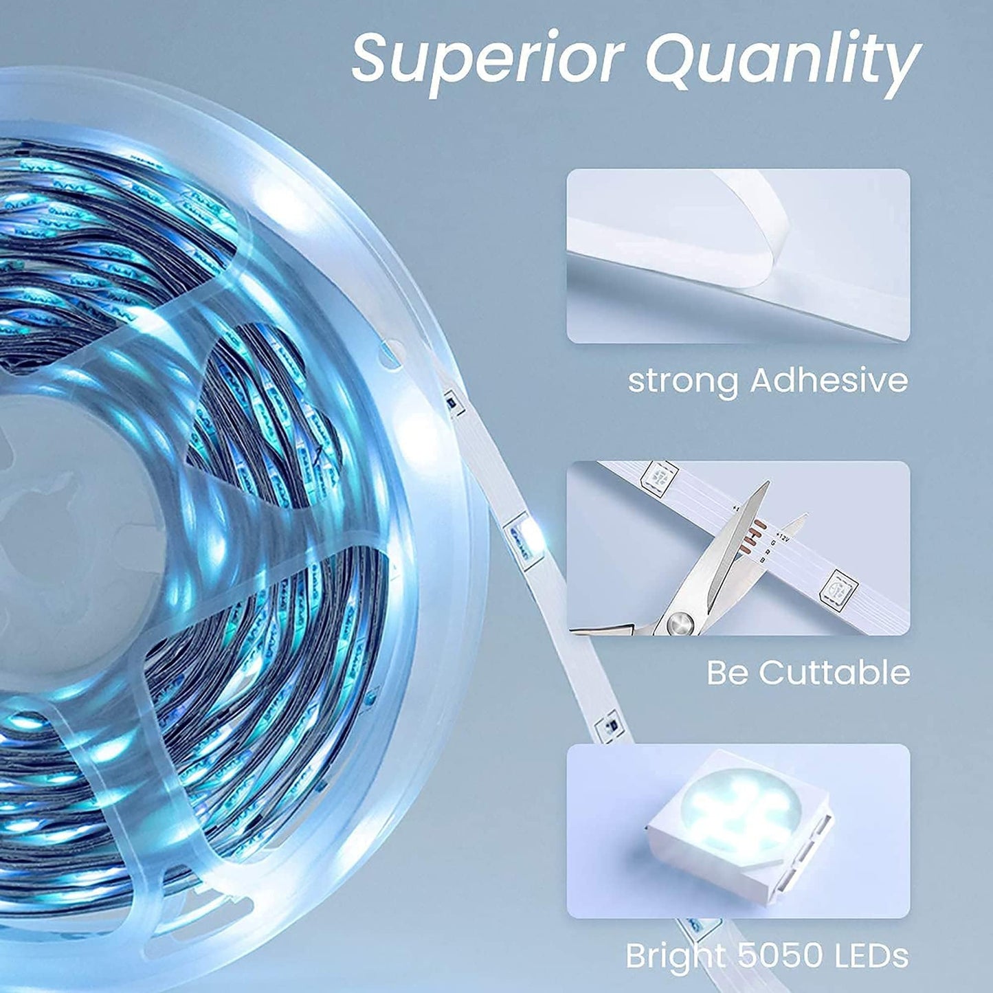 GUPUP Smart WiFi LED Strip Lights 50ft, Compatible with Alexa & Google Assistant, Color Changing, Music Sync, Voice Control, App & Remote Controlled Indoor Lighting for Bedroom, Party, Home