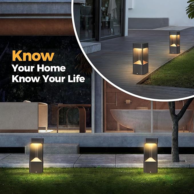 3000K Pathway Lights Black Landscape Path Light Outdoor Waterproof Garden Floor Lamp Modern Walkway Lights LED Warm Light Bollard Lighting Hardwired Aluminum Lawn Post Lights for Entrance Patio Porch