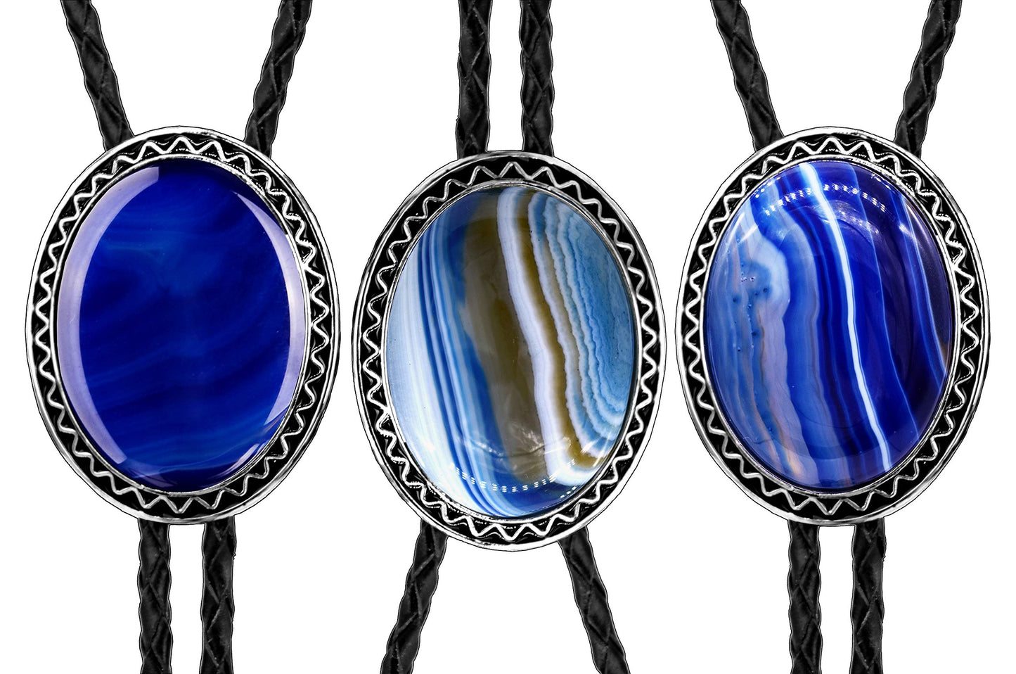 Moranse Bolo Tie with Natural Tiger Eye Stone Celtic Style Genuine and Cowhide Rope(Tiger Eyes 4 Style)