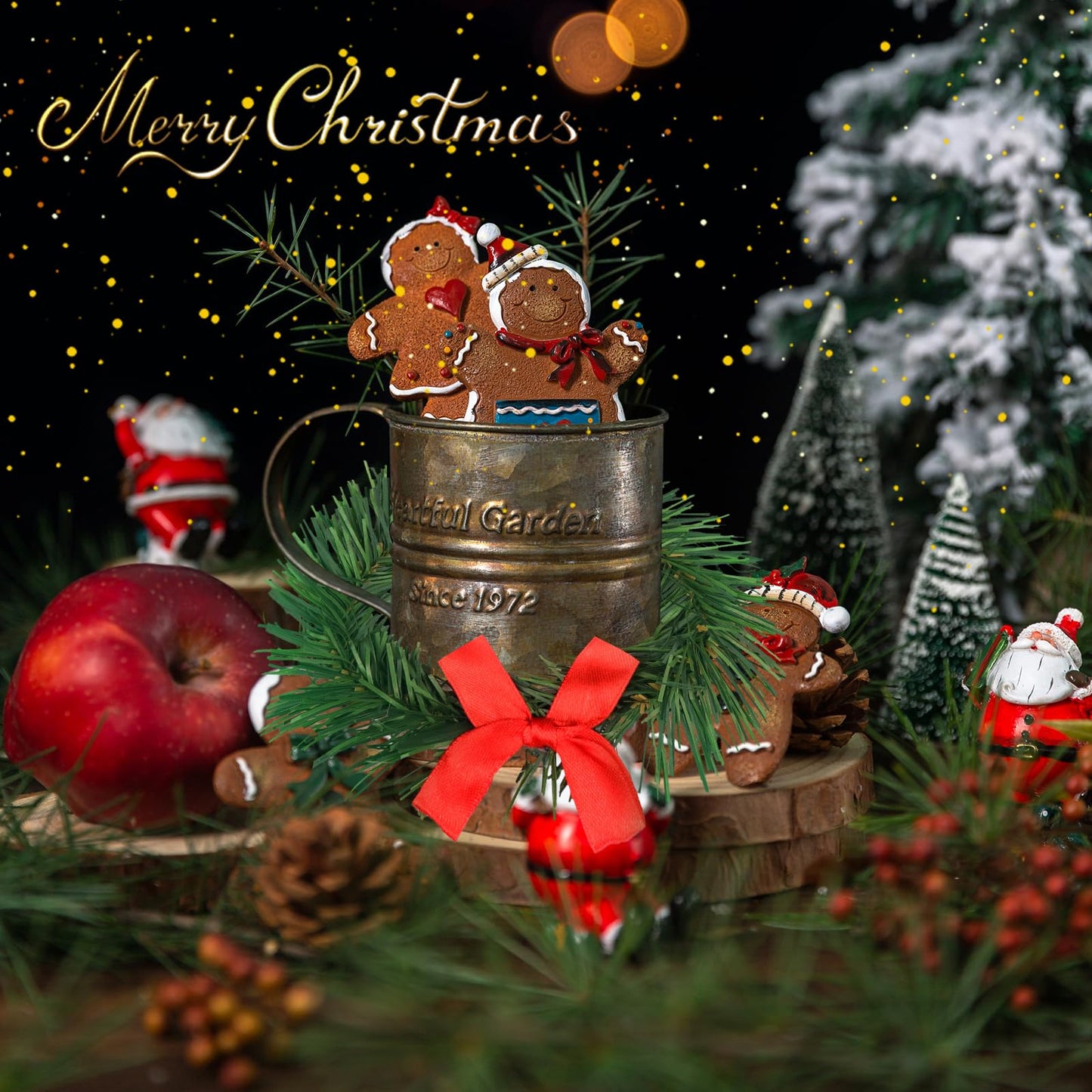 YBB 12Pcs Christmas Candle Rings with Red Black Plaid Bow, Small Artificial Wreath Candle Holder Rings, Fits 3.9 Inch Pillars Candle Tapers for Rustic Wedding Centerpiece Christmas Table Decoration