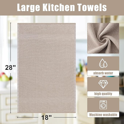 Homaxy Premium Kitchen Towels, Large Cotton Kitchen Hand Towels, Flat and Terry