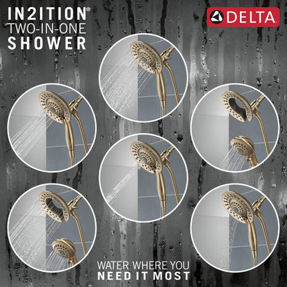 Delta Saylor 17 Series Brushed Gold Dual-Function Shower Faucet Set with In2ition 2-in-1 Dual Shower Head with HandHeld Spray Combo, Valve Trim Kit, Champagne Bronze T17235-CZ-I (Valve Not Included)