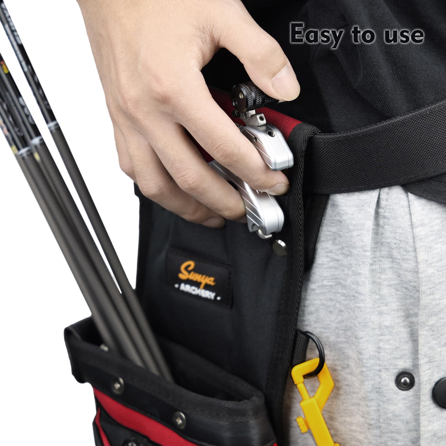SUNYA X510 Field & Competition Hip Arrow Quiver | 3-Slot Noise-Free Archery Quiver with Sturdy Storage System (42x18cm) (Red, Right)