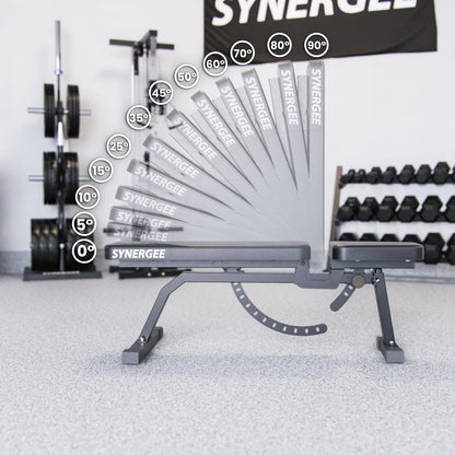 Synergee Adjustable Incline Workout Bench. Weight Bench for Dumbbell & Barbell Press Exercises & Workouts. Great for Commercial, Garage and Home Gym.