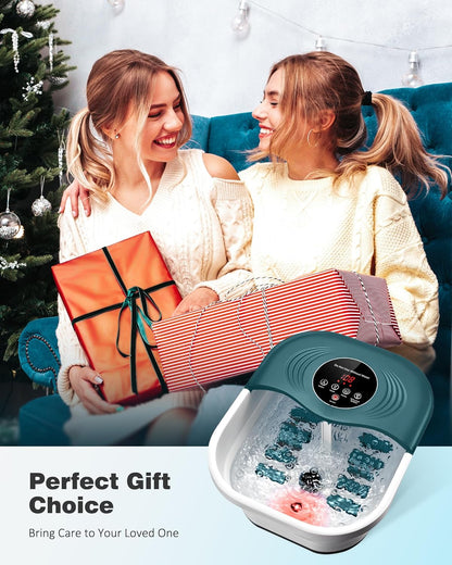 Foot Spa Bath Massager with Heat, Bubbles, Vibration, 8 Removeable Roller (not Motorized), Pedicure Foot Spa with 95-118℉ Temperature Control for Relaxing Feet at Home