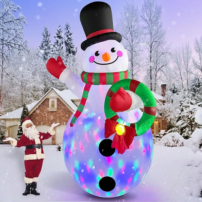 Danxilu 12 FT Giant Christmas Inflatables Snowman Outdoor Decorations Built-in Rotating LED Lights, Huge Inflatable Snow Man Christmas Blow up Yard Decorations for Outside Lawn Holiday Xmas Decor