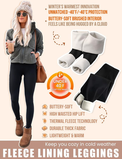 Bluemaple Fleece Lined Leggings Women High Waisted Tummy Control Thermal Warm Workout Hiking Yoga Pants for Cold Winter