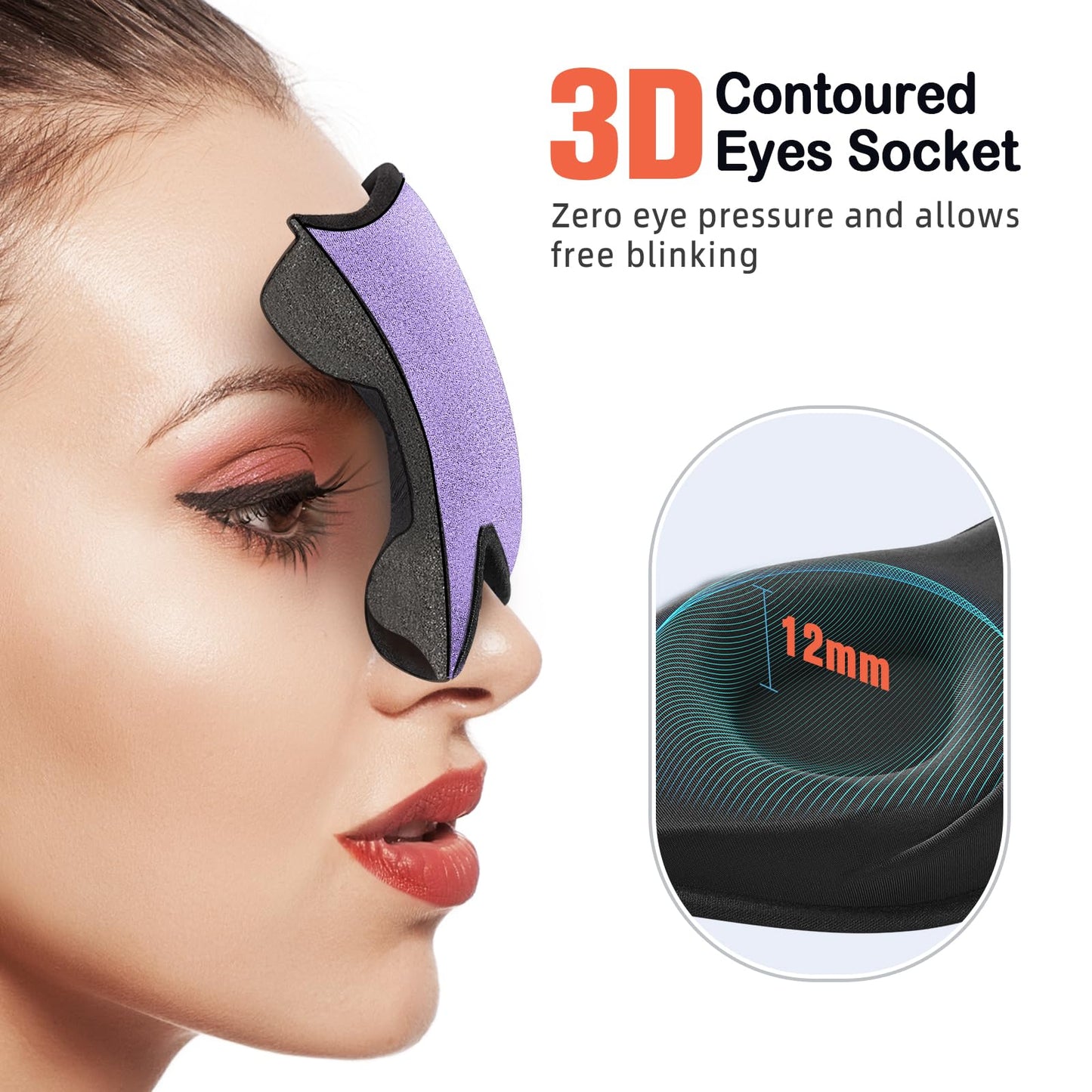 LitBear Sleep Mask for Side Sleeper Women Men, Eye Mask for Sleeping Light Blocking, 3D Contoured Cup Sleeping Mask, Soft Breathable Sleep Eye Mask with Adjustable Elastic Strap for Travel