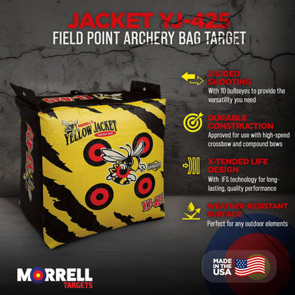 Morrell Yellow Jacket YJ-425 Portable Adult Field Point Archery Bag Target with 2 Shooting Sides, 10 Bullseyes, and Carry Handle, 3 Pack, Yellow