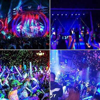 4 Pack 500W LED Flood Black Lights,395nm to 405nm UV Outdoor Flood High Power Blacklight Light with Plug in, IP66 Waterproof Large Black Light Spotlight for Glow Party Large Space, Halloween