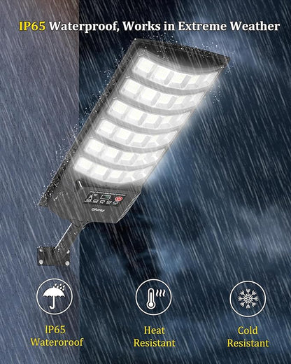 Ofuray Solar Flood Lights Outdoor,5AH High Power Solar Street Security Parking Lot Lights Dusk to Dawn with Motion Sensor 5 Modes,7000k Daylight with Remote Control for Wall,Backyard,Outside OZL-4Pack