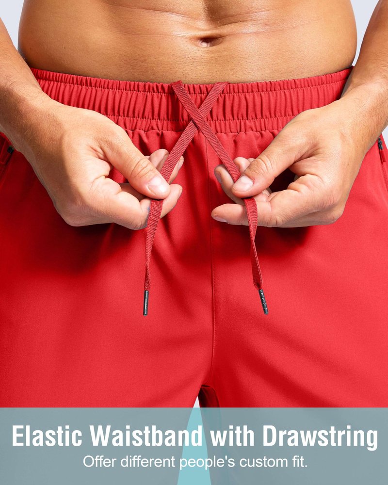 G Gradual Men's Athletic Running Shorts with Zipper Pockets Quick Dry 7"/ 5"/ 9" Workout Gym Shorts for Basketball Hiking(Deep Red,7M)