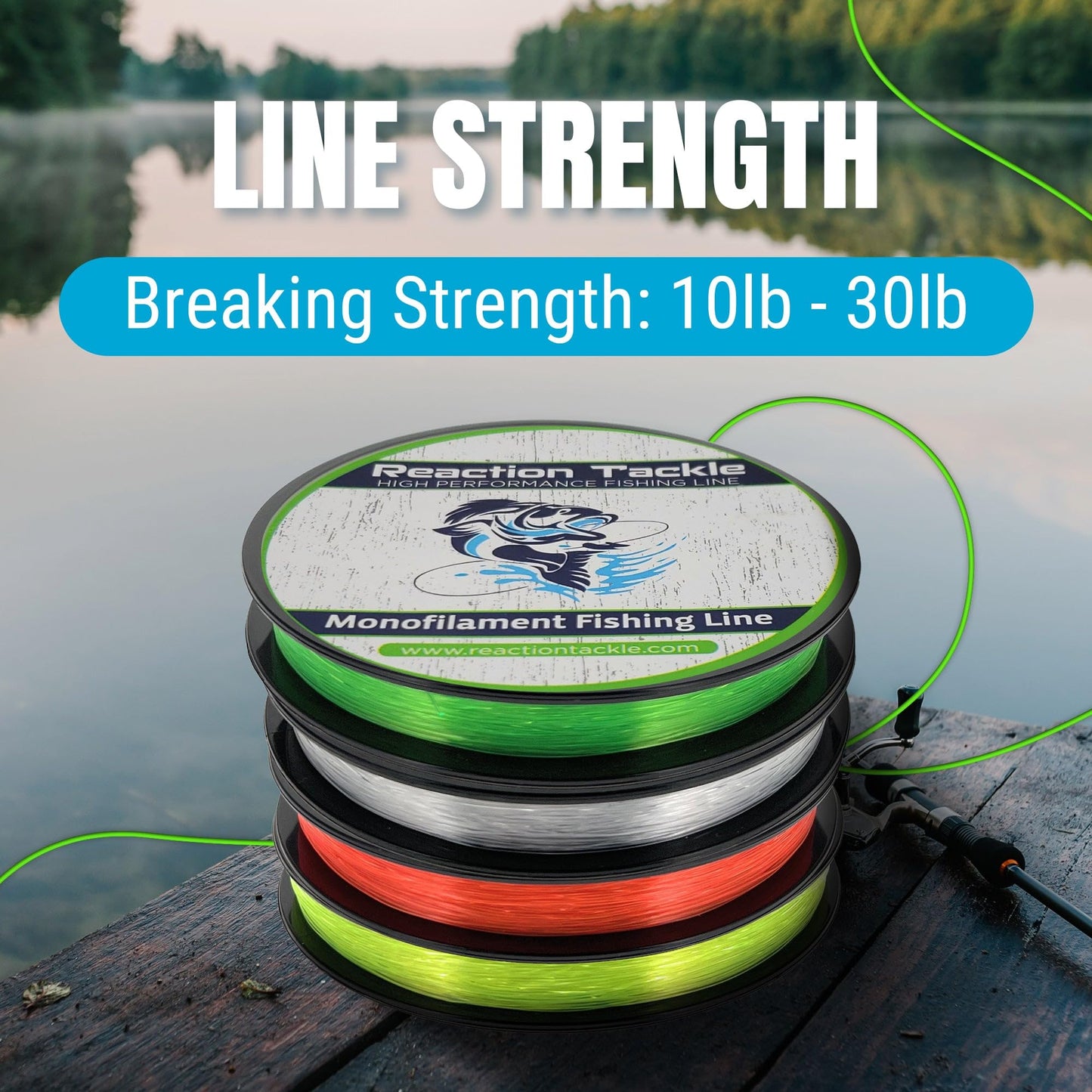 Reaction Tackle Monofilament Fishing Line - Premium Nylon Mono Line, Strong & Abrasion-Resistant, Low Memory for Smooth Long Casts - Freshwater & Saltwater - Yellow | 4lb (350 Yards)
