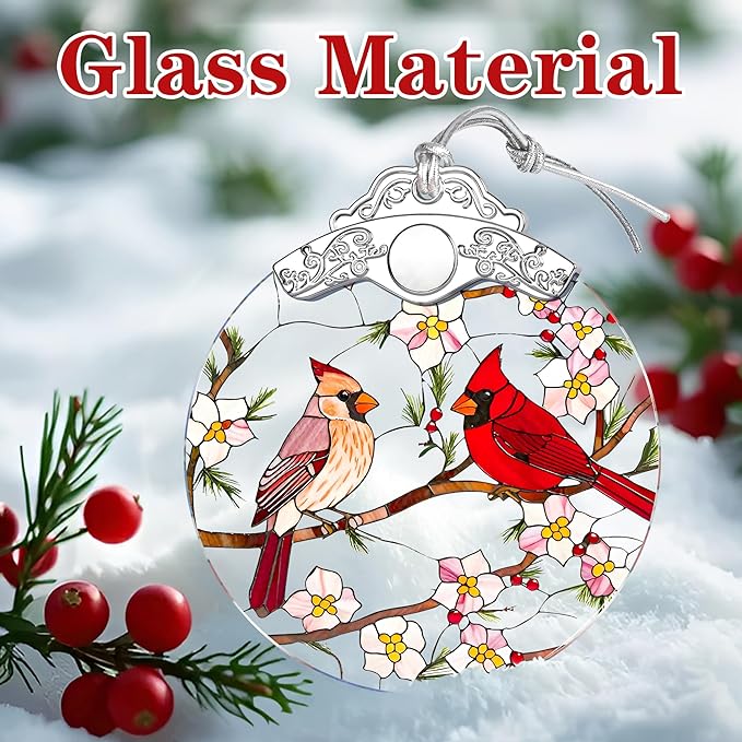 Cardinal Ornament – Christmas Decoration & Christmas Ornament; Stained Glass Holiday Decoration (Holiday Present, Bauble Present, Gift Idea, Gift Exchange) | Heirloom Keepsakes
