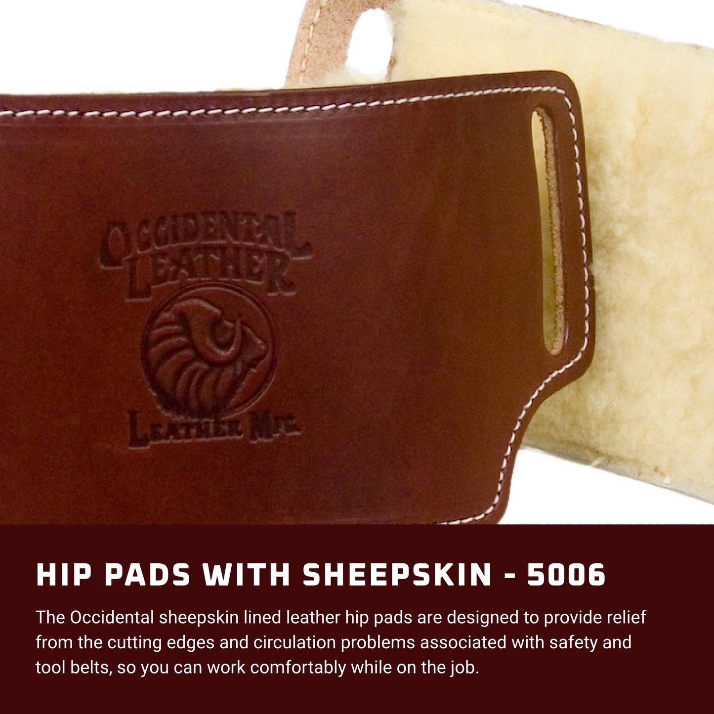Occidental Leather Hip Pads with Sheepskin - Made in USA