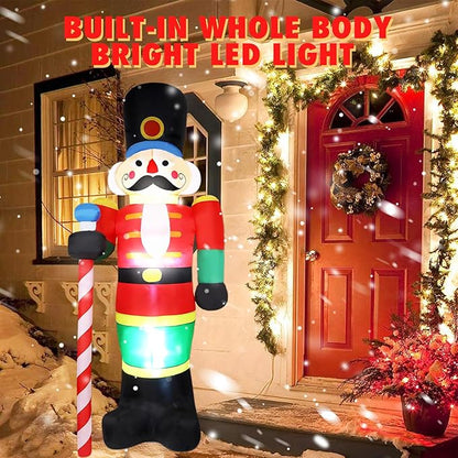 8 FT Giant Christmas Inflatables Nutcracker Outdoor Decorations, Nutcracker Soldier Inflatable with Led Lights Xmas Blow up Yard Decorations for Square Lawn Garden Patio Holiday Party Decor