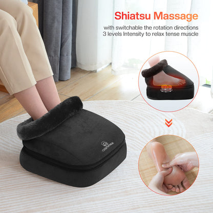 COMFIER Foot Massager with Heat, Electric Foot Warmer,Gifts for Women,Men, Shiatsu Feet Massager Machine for Plantar Fasciitis,Neuropathy, 2-in-1 Foot & Back Massager, Foot Heater