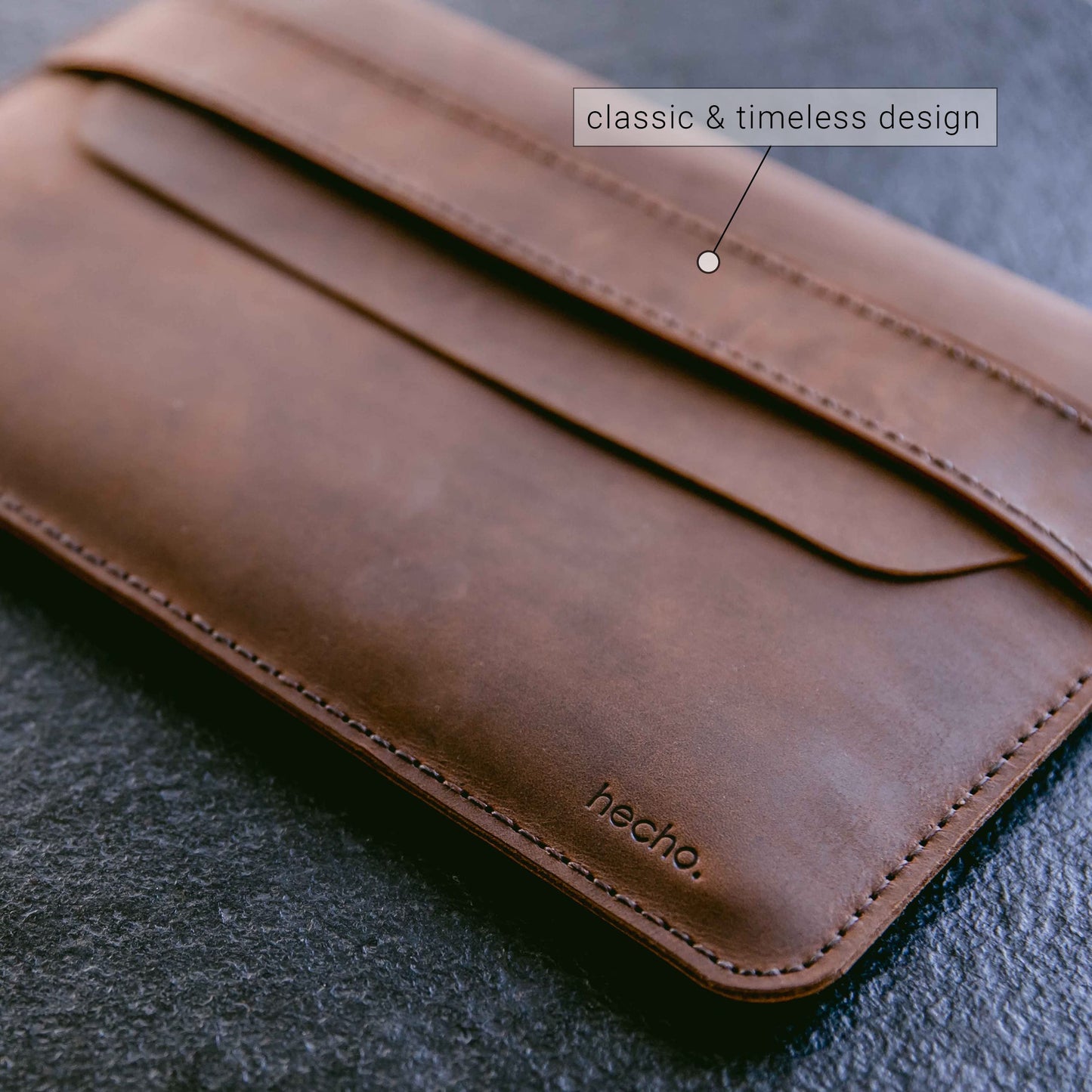 MacBook Air 15 Inch Sleeve — ‘Fernando’ Handmade & Expertly Crafted Luxury MacBook Case — Full Grain Beautifully Stitched Fair Trade Leather — Brown