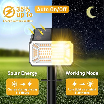 Solar Spot Lights Outdoor Waterproof IP65, [12 Pack/100 LED/4 Modes] Solar Landscape Spotlights, Auto On/Off Solar Powered Flood Lights for Outside Yard Garden Pathway(Warm White)