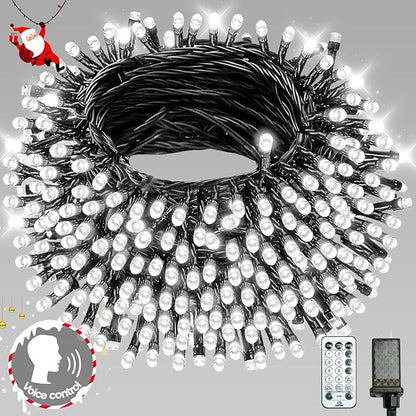 Voice Control 88ft 240LED Smart Christmas String Lights Outdoor/Indoor | String Lights Plug in with Remote, 12Modes, 7Voice Commands & Timers, Christmas Twinkle Light for Xmas Tree Decor (Cool White)