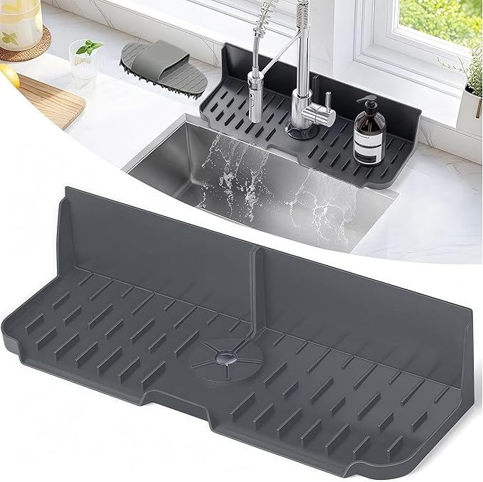 Kitchen Sink Splash Guard，Sink Draining Pad Behind Faucet，Faucet Mat