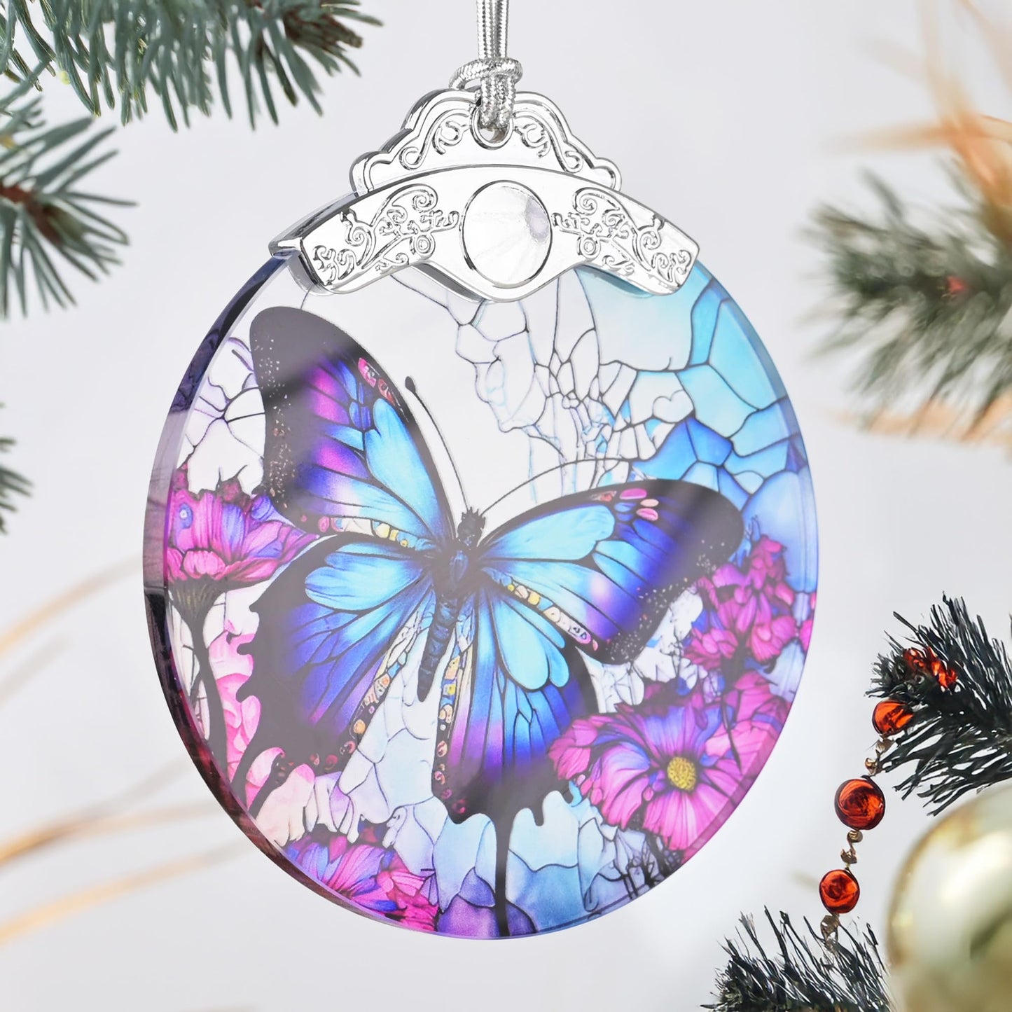 Stained Glass Ornament, Christmas Ornaments, Christmas Tree Decorations, Butterfly Christmas Decor, Butterfly Ornaments for Christmas Tree, Holiday Presents, Gift Exchange Ideas