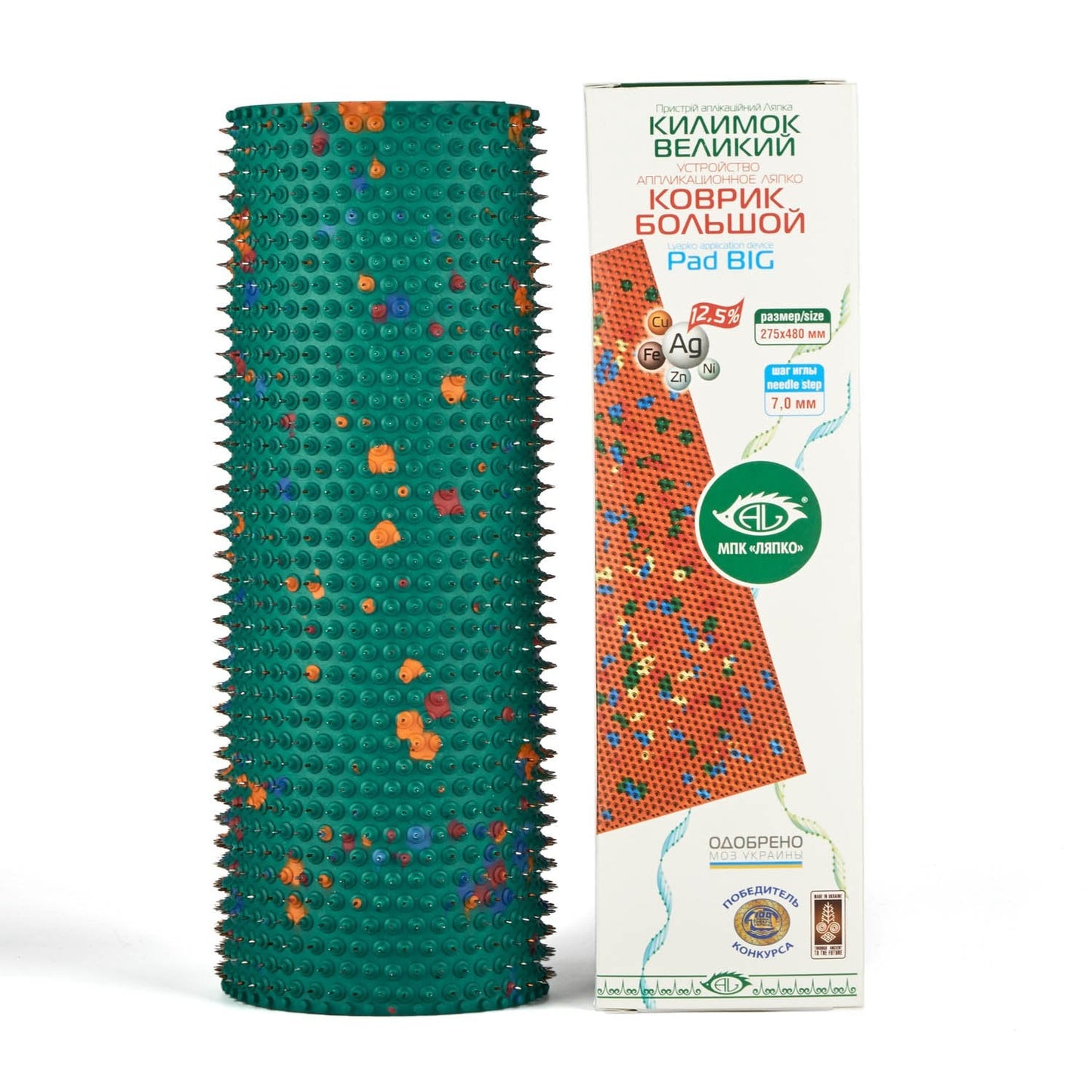 Lyapko Body & Foot Acupressure Mat - Acupuncture Mat for Feet, Back, Neck, Shoulders, & Other Larger Areas, Soft Rubber w/ 2710 Metal Needles, Big Size 10.8 x 19 Inches, Acupressure Massage at Home