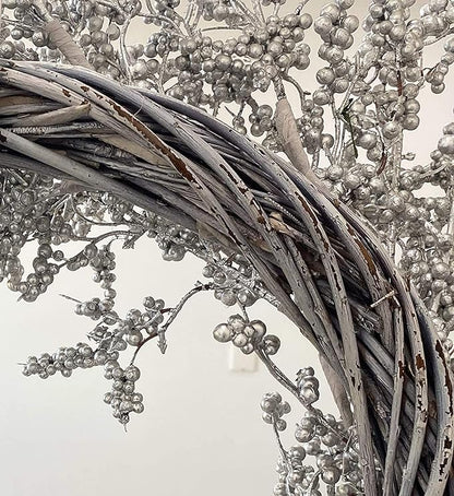Winter Front Door Wreath 26 Inch Winter Silver Berry Wreath
