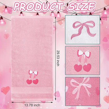 3 Pcs Bow Heart Hand Towels for Bathroom Embroidered Bathroom Towels Farmhouse