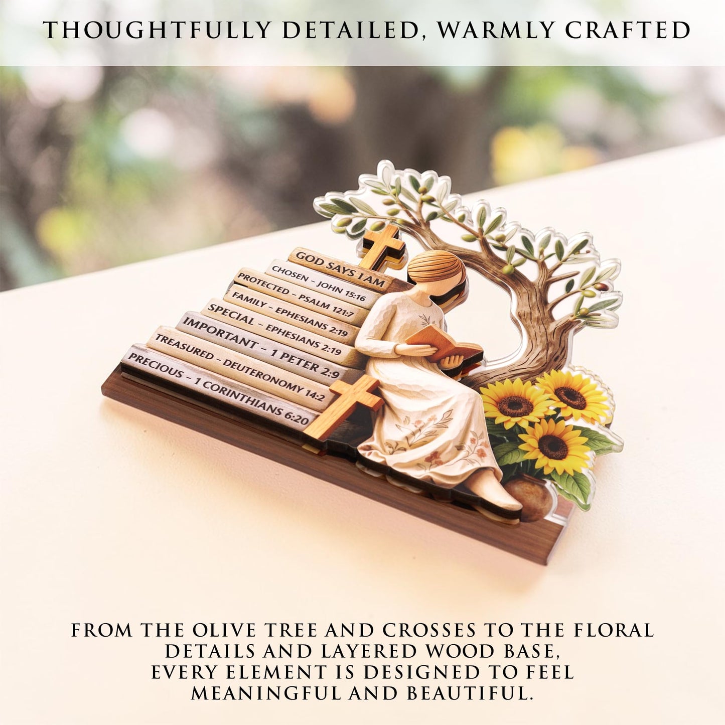 Christian Gifts for Women, Bible Verse Desk Decor, God Says I Am Decorative Sign, Inspirational Religious Tabletop Plaque for Office Desk, Home, Prayer Room, Christian Gift for Mom Daughter Teen Girls