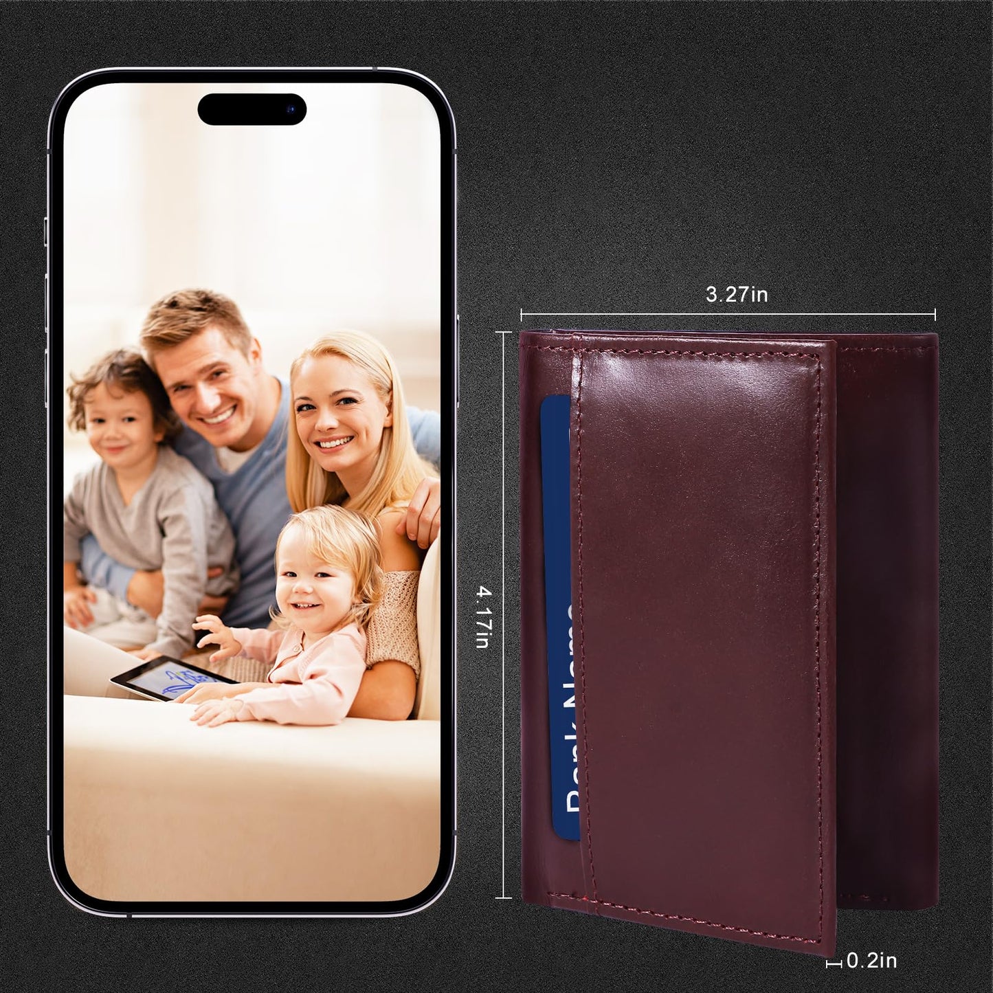 WULOUJIE Men's Trifold Leather Wallet, RFID Blocking Genuine Leather Wallet with 11 Card Slots, Tri Fold Wallet for Men（brown） (brown) (brown)