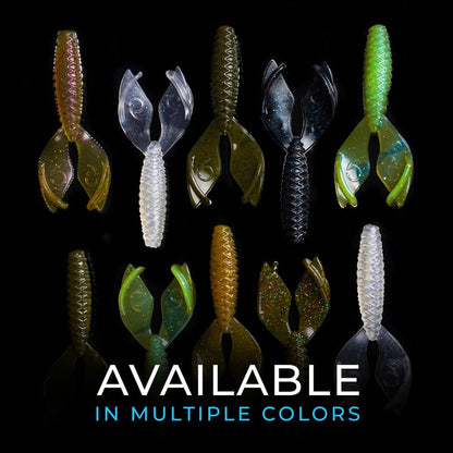 Bass Fishing Creature Bait – 6th Sense Bongo 3.7 – Jig Trailer Claws, 3D Scales, 6 Pack (Green Pumpkin Juice)